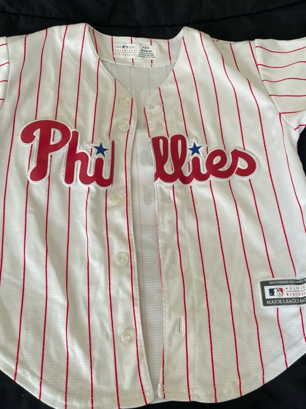 Kids Philadelphia Phillies Pinstripe Baseball Jersey - White & Red